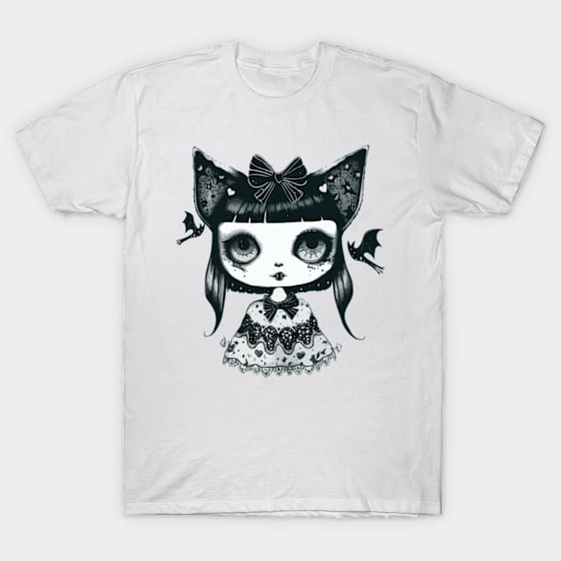 Gothic bat girl T-Shirt by Tiny crafty aliens